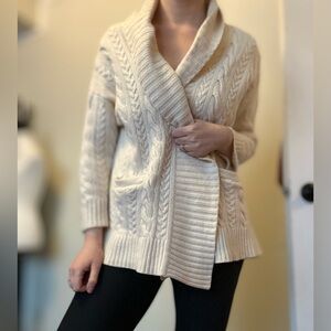 POLO Ralph Lauren White Wool Cashmere Knit Cardigan L READ DESCRIPTION